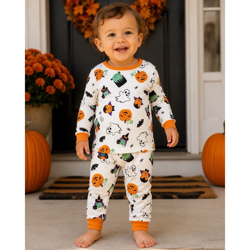 Tommy Bahama Kids Halloween Pajama Set 18M Ghost Pumpkin Witch Bat Cotton NWT